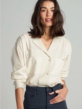Rowan Fay Utility Cotton Camp Shirt Bone/Cream NWOT